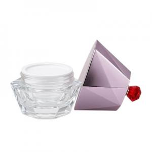 Luxury Diamond-Cut Glass Cream Jar with Decorative Cap Part# 920004